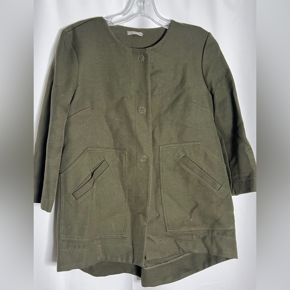 Olive Green Utility Jacket with Front Pockets - Picture 4 of 6